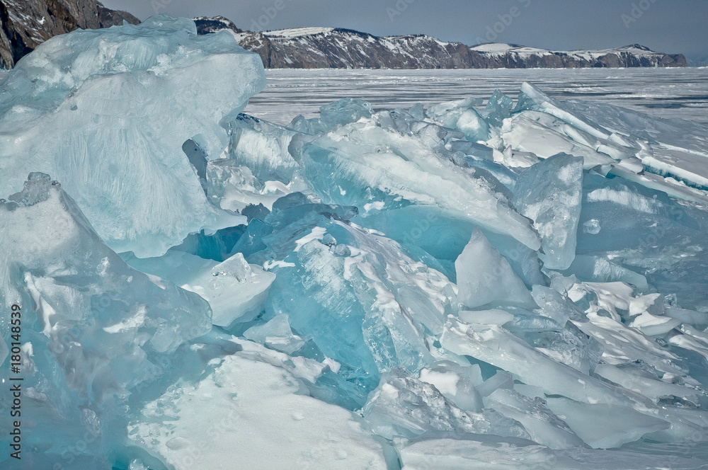 лед, вода, синий лед, голубой лед, зима, Байкал, горы