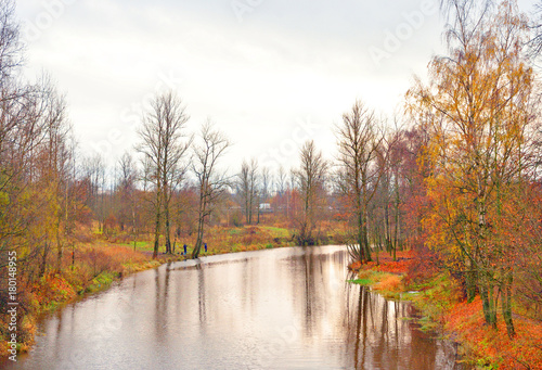 Fototapeta Naklejka Na Ścianę i Meble -  View of the river Slavyanka at autumn.