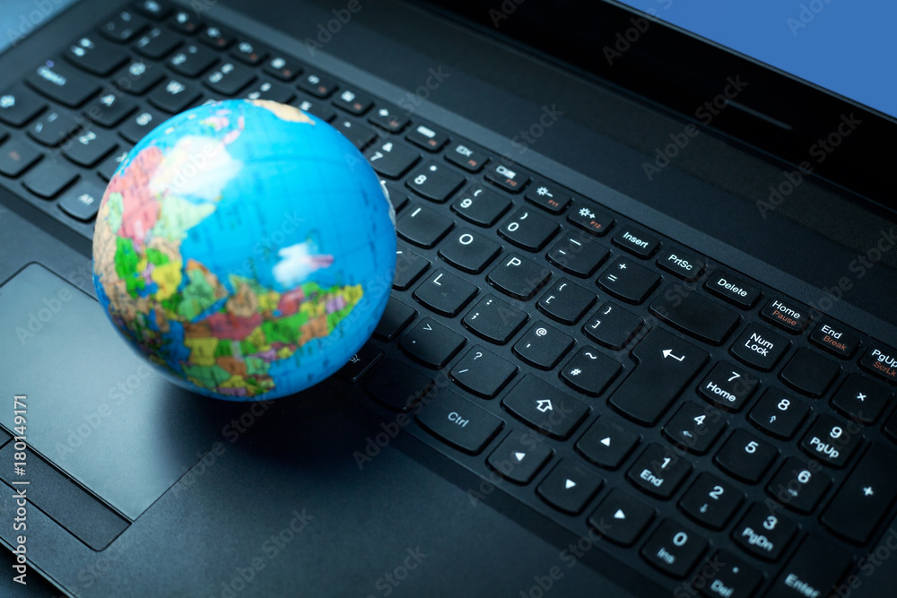 Notebook and globe. Social media and internet connection concept Notebook and globe. Social media and internet connection concept