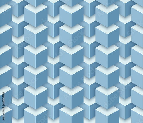 Vector seamless geometric pattern of 3d cubes.