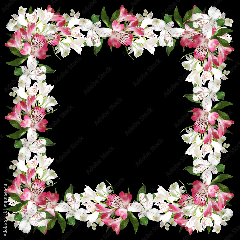 Very attractive floral pattern of pink and white alstroemerias   