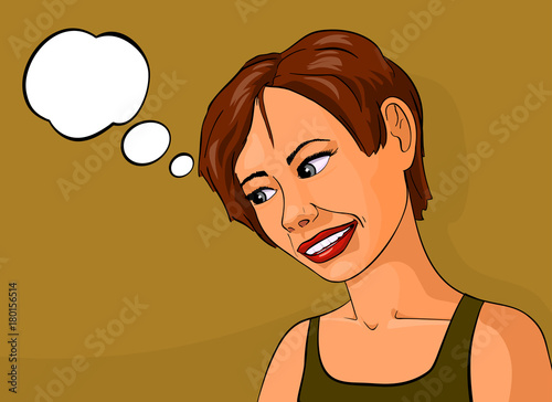 cute vintage comic girl with speech bubble