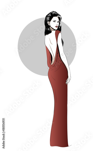 Lady in a dress with open back