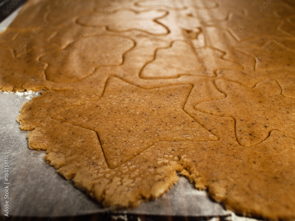 The recipe for making ginger biscuits. cut cookie dough. The recipe for making ginger biscuits. cut cookie dough.