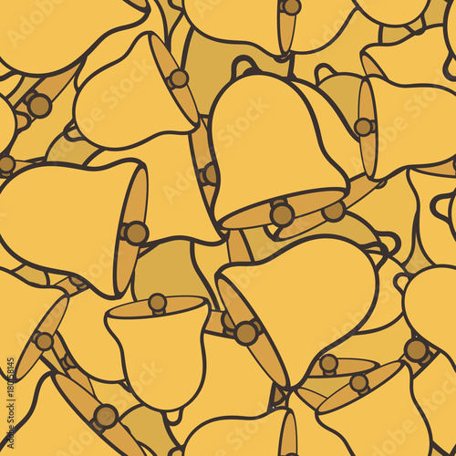 Christmas Jingle bells vector seamless multilayered pattern. Merry Christmas and Happy New Year design in traditional style. Golden Christmas bell in Minimal flat style.
