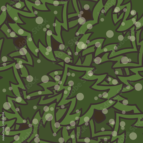 Christmas tree seamless multilayered pattern. Fir without decoration, simple flat style. Merry Christmas and Happy New Year design. Christmas decorative pattern for print, texture, wrapper.