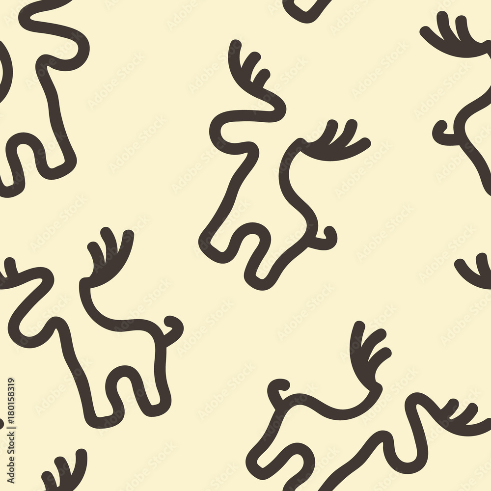 Deer silhouette seamless vector pattern on beige. Merry Christmas Happy New  Year simple flat design. Christmas decorative pattern for print, texture,  wrapper. Minimal deer icon or sign. Stock Vector | Adobe Stock