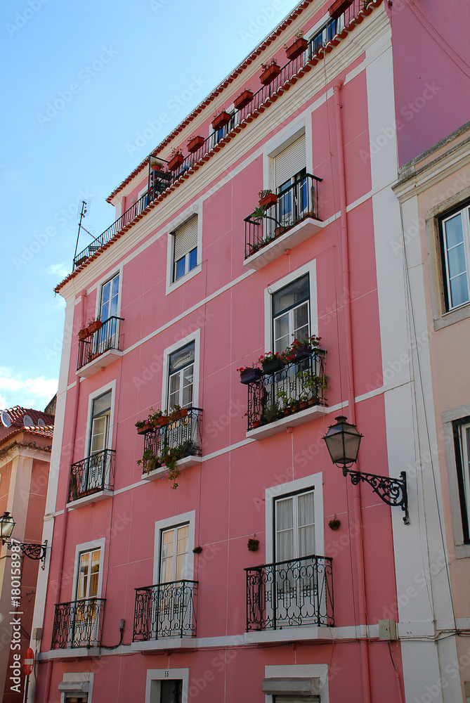 Coloured house at the Campo de Santa Clara, Lisbon, Portugal Coloured house at the Campo de Santa Clara, Lisbon, Portugal