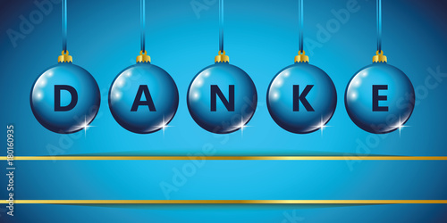 danke weihnachtskugeln blau gold banner
