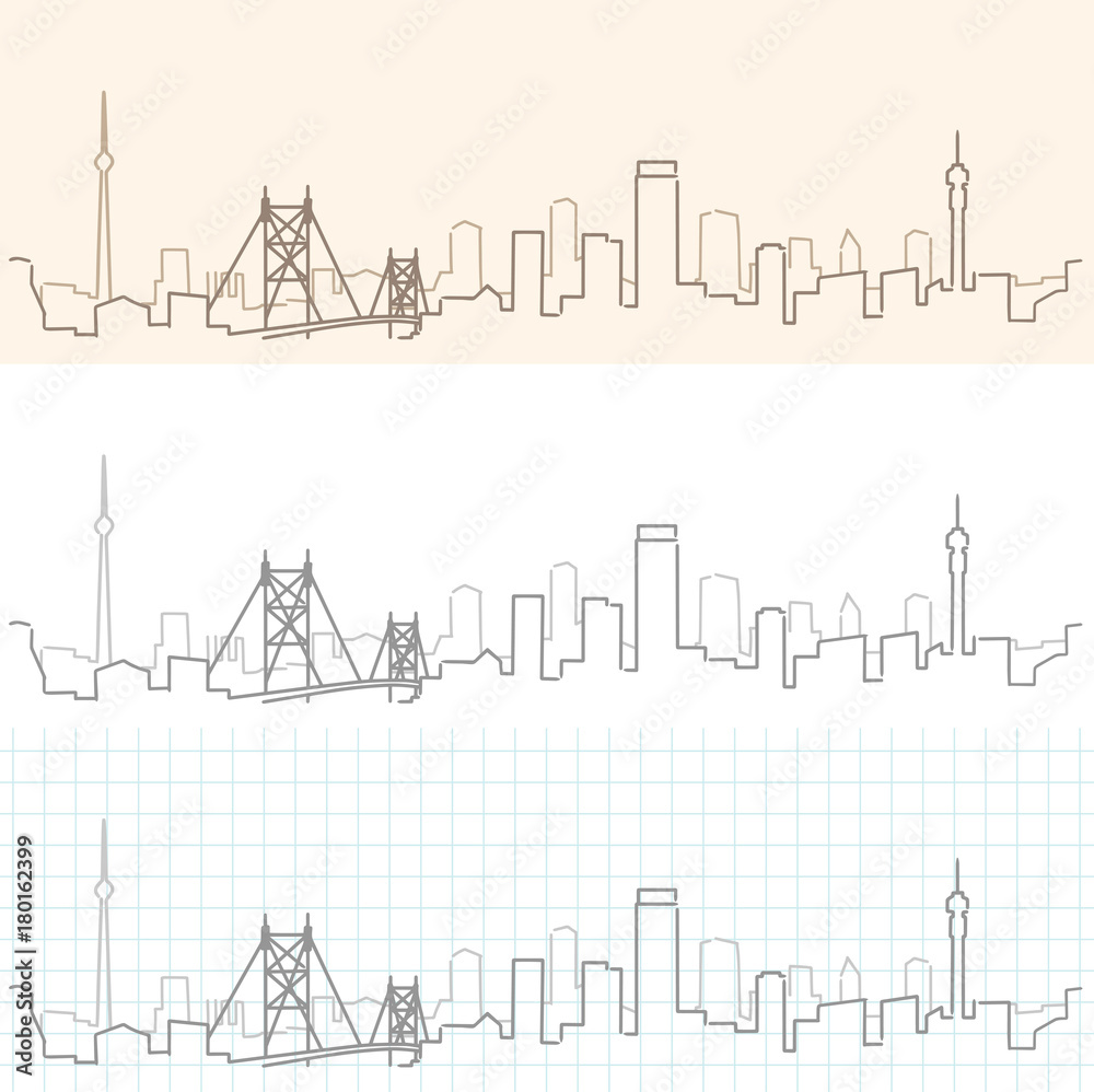 Fototapeta premium Johannesburg ręcznie rysowane Skyline