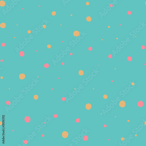 Blue Fun Hand Drawn Dots Asymmetrical Seamless Pattern, Dotted Swiss
