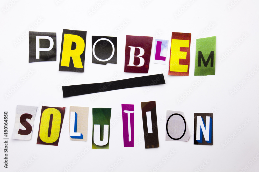 A word writing text showing concept of Problem Solution made of different magazine newspaper letter for Business case on the white background with copy space A word writing text showing concept of Problem Solution made of different magazine newspaper letter for Business case on the white background with copy space