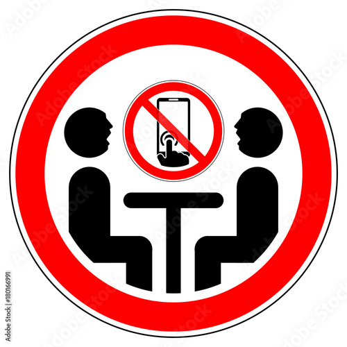 srr273 SignRoundRed - german - Verbotszeichen: Bitte Smartphone Pause machen und wieder miteinander sprechen - english - prohibition sign / make a break without your smartphone - xxl g5637