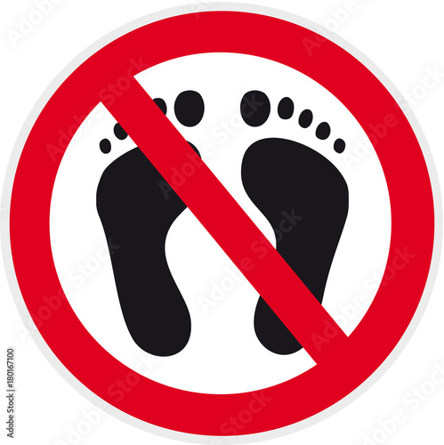 verbotsschild mit Piktogramm Füße ohne Schuhe