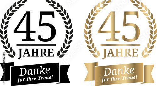 Signet 45 Jahre Gold und Schwarzweiß