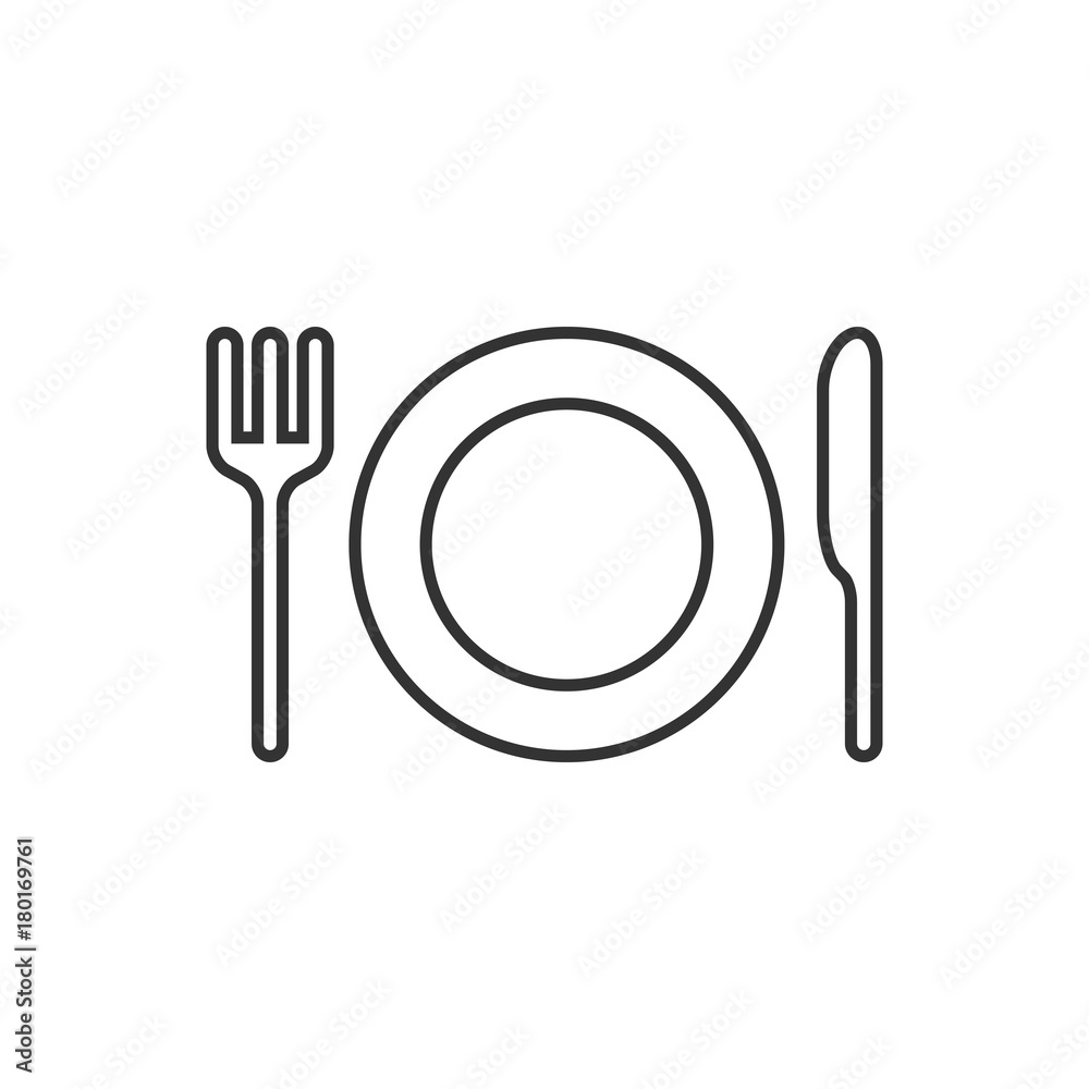 Plate and cutlery line icon Plate and cutlery line icon