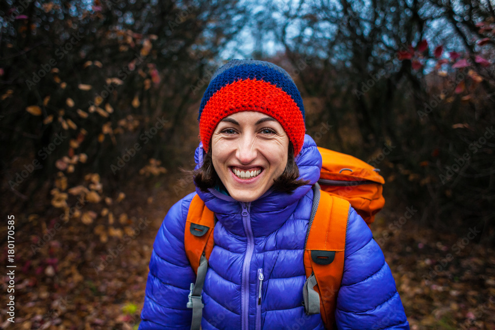 Portrait of a smiling girl with a backpack. Portrait of a smiling girl with a backpack.