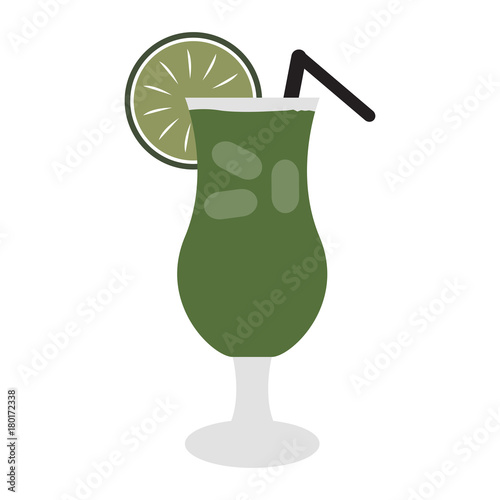 Cocktail isolated with a lime on white background, Vector illustration