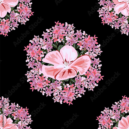 Vintage seamless pattern with cute pink flowers. Hand-drawn floral background for textile  cover  wallpaper  gift packaging  printing.Romantic design for calico.