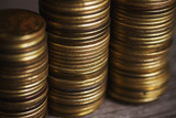 Close up of stack of coins, Money, Financial, Business Growth concept
