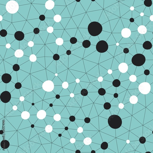 Seamless geometric pattern with connected dots. Vector background.
