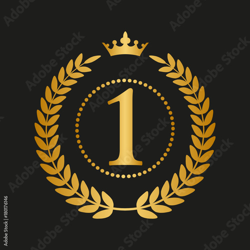 golden laurel wreath with crown