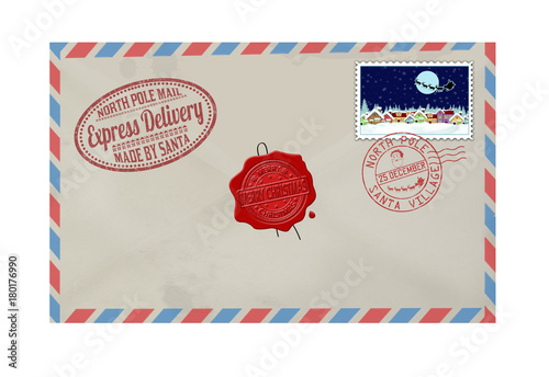 Letter from Santa Claus with stamps and postage marks