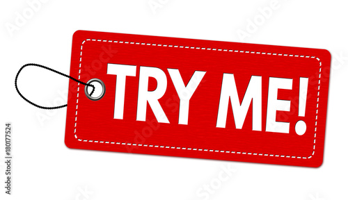 Try me label or price tag