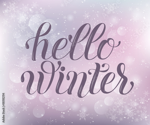 Hello Winter vector lettering illustration