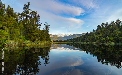 The reflection of Lake Matheson in Newzealand