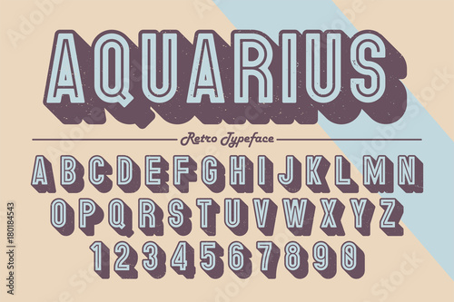 Decorative vector vintage retro typeface, font, typeface.