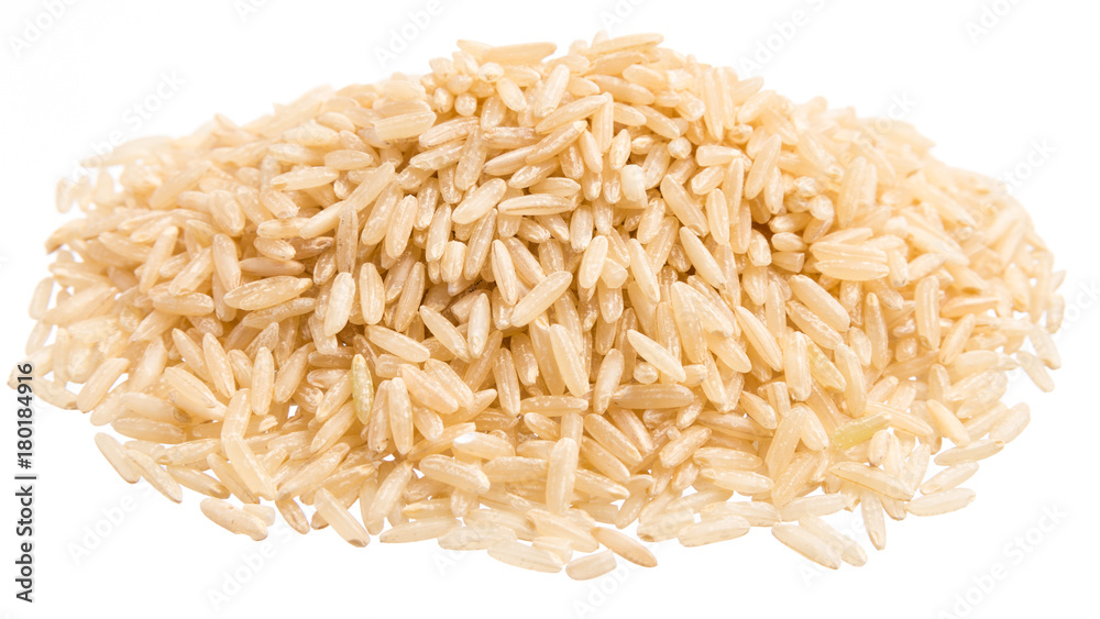 Chinese Rice. Pile of grains, isolated white background.