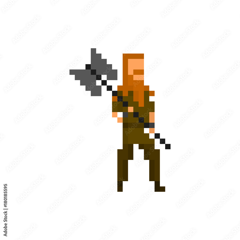 Fototapeta premium Pixel northern warrior for games and applications