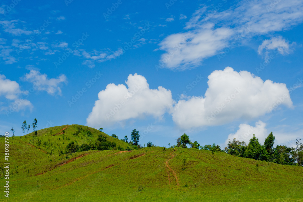 green mountain landscape with blue sky. green hill with beautiful sky green mountain landscape with blue sky. green hill with beautiful sky