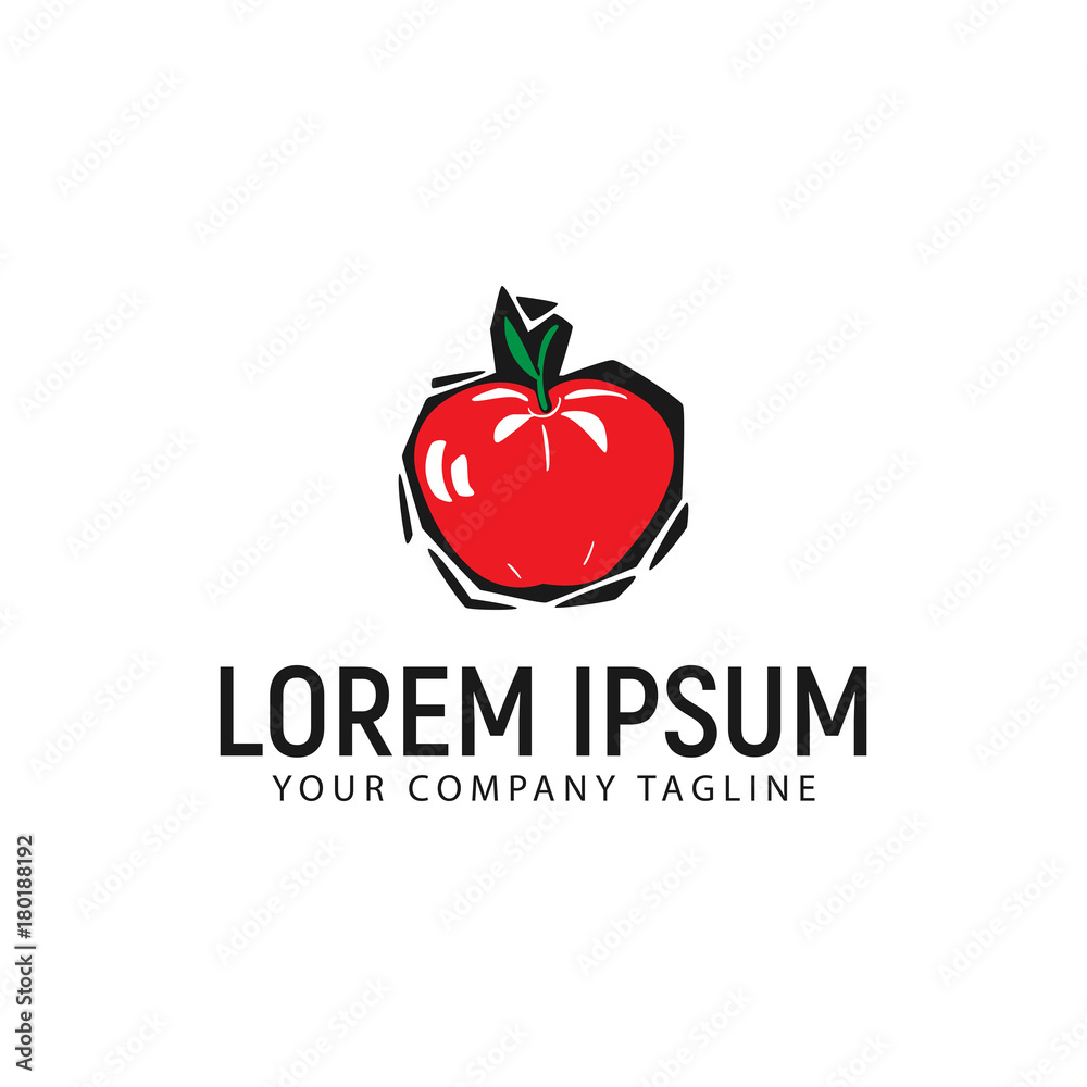 apple hand drawn logo design concept template apple hand drawn logo design concept template