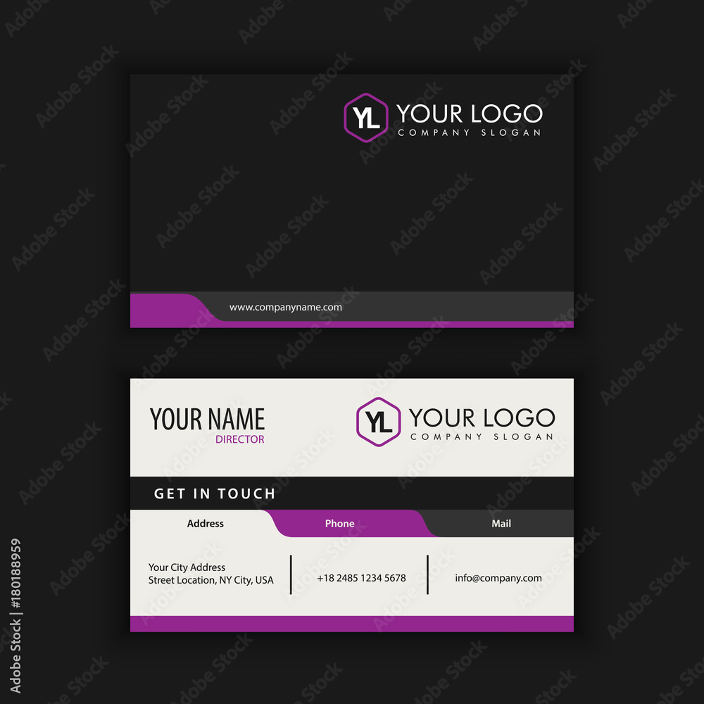 Modern Creative and Clean Business Card Template with purple black color Modern Creative and Clean Business Card Template with purple black color