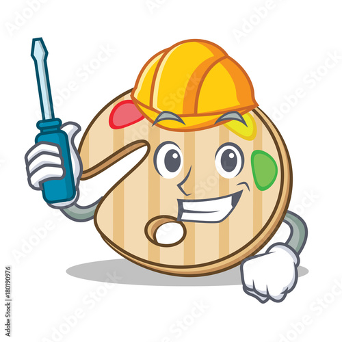 Automotive paint palette character cartoon