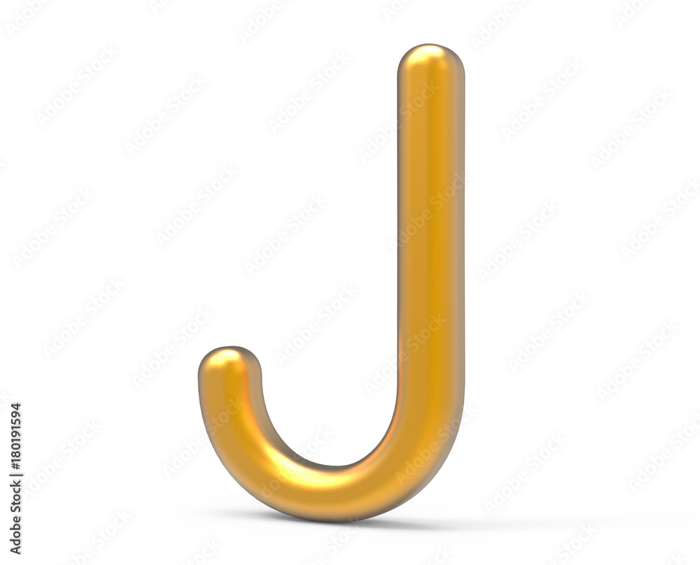 3D render metallic alphabet J 3D render metallic alphabet J