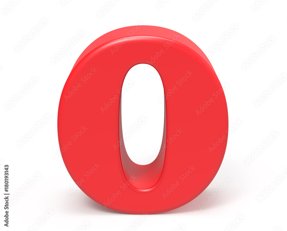 3D render red number 0 3D render red number 0
