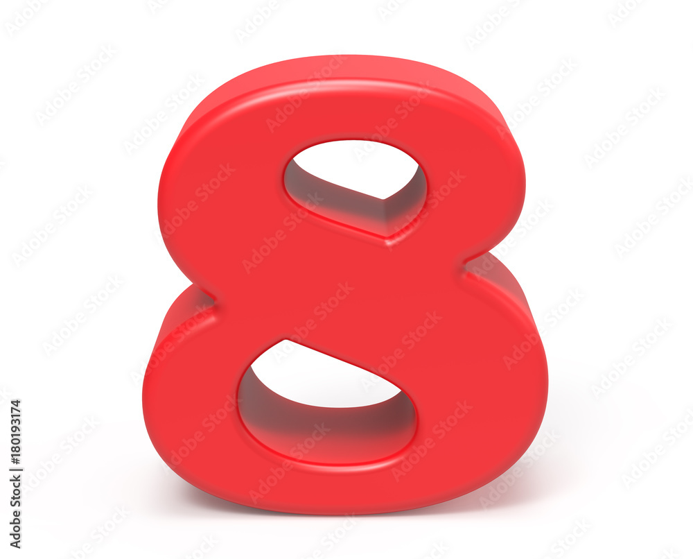 3D render red number 8 3D render red number 8