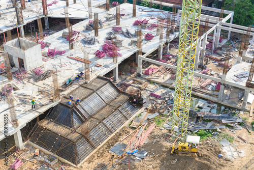 Site building under construction with Workers.