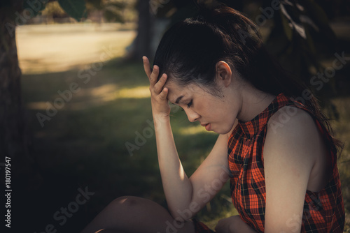 Close up sad beautiful asian woman from unrequire love,she think so much about boyfriend,life without love,sad woman heartbreak concept photo