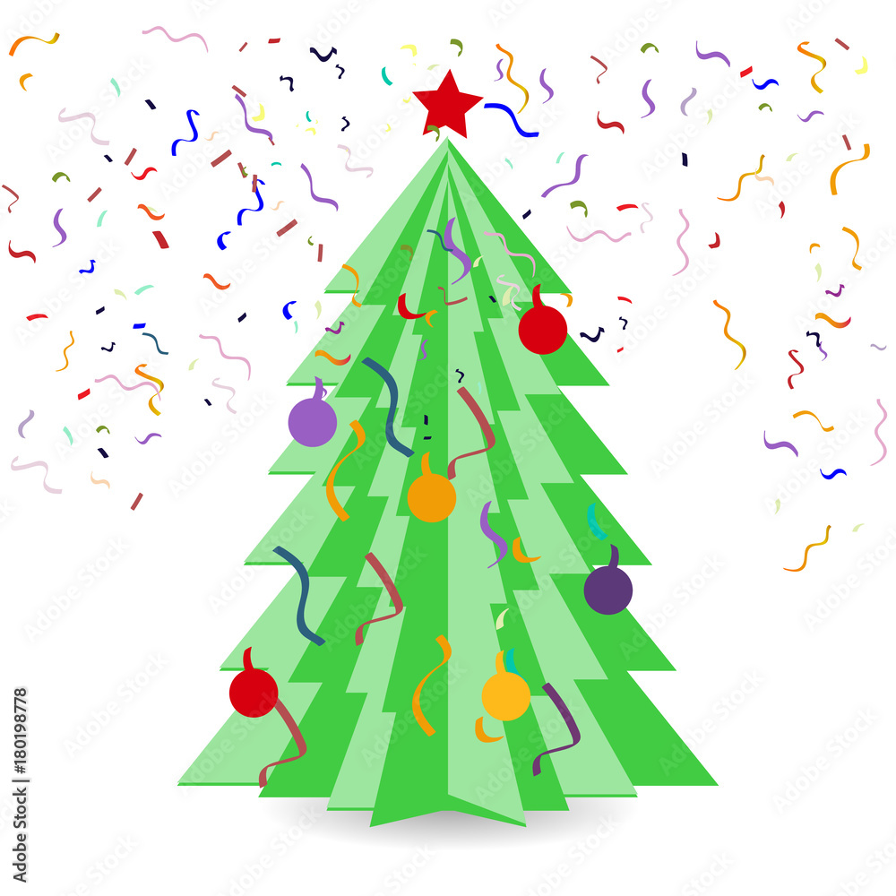 Creative paper Christmas tree. Origami. On a white background. Vector illustration Creative paper Christmas tree. Origami. On a white background. Vector illustration