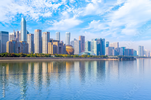 Urban architectural landscape and skyline in the financial district