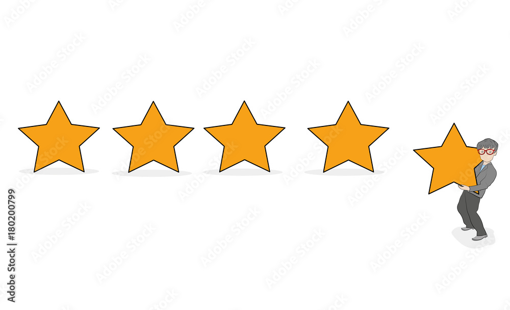 man carries a fifth star. concept of the highest evaluation. vector illustration. man carries a fifth star. concept of the highest evaluation. vector illustration.