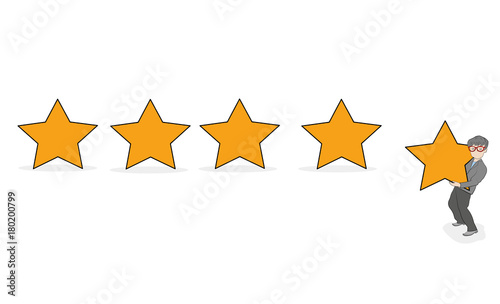 man carries a fifth star. concept of the highest evaluation. vector illustration.