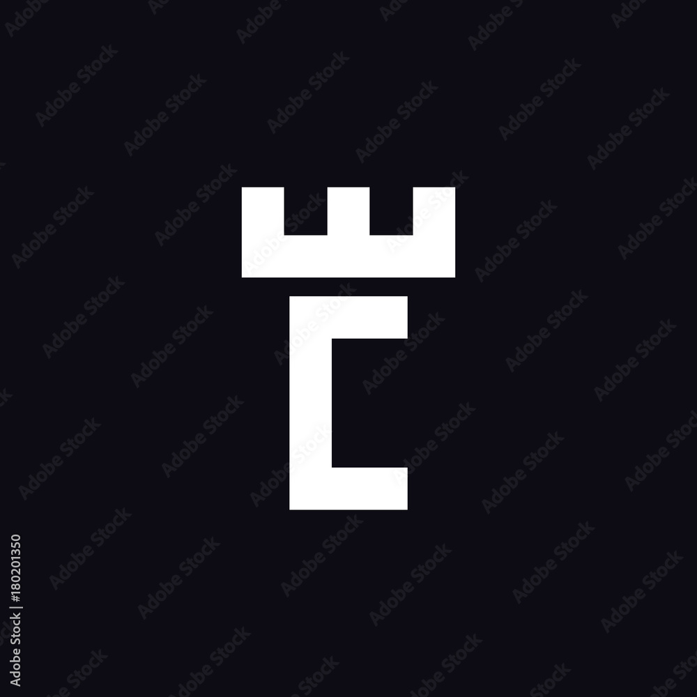 Fototapeta premium E C Letter Castle Logo