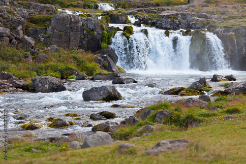 Summer Iceland Landscape with a Waterfall