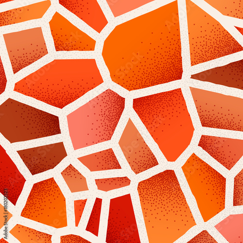 Abstract background with vibrant colors and retro styled vintage dotwork gradients on voronoi grid tiles