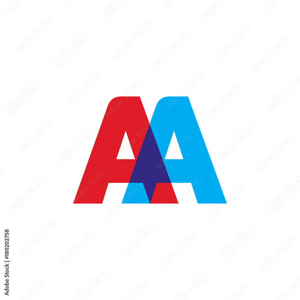 Initial letter AA, overlapping transparent uppercase logo, modern red blue color Initial letter AA, overlapping transparent uppercase logo, modern red blue color